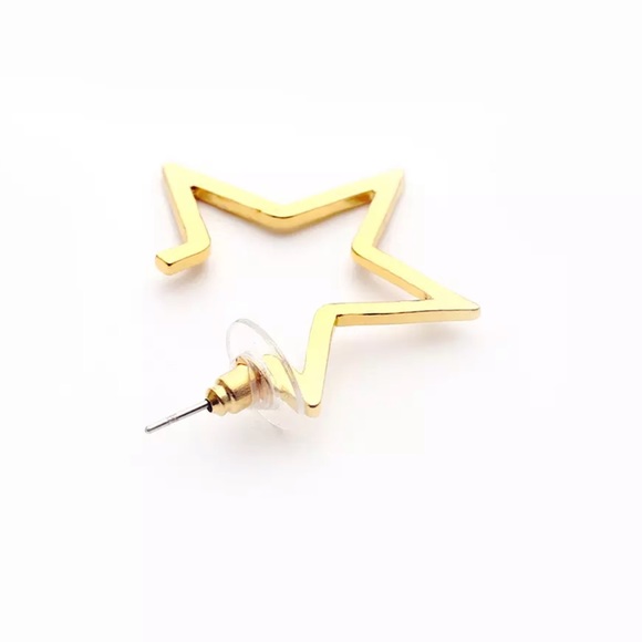 The Ira - Gold Geometric Star Hoops - Picture 4 of 4